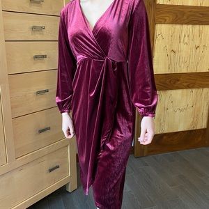 Wine Colored Long Velvet Dress